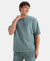 Super Combed Cotton Oversized T-Shirt with Zipper Pocket - Blue