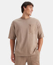 Super Combed Cotton Oversized T-Shirt with Zipper Pocket - Taupe Grey