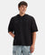 Super Combed Cotton French Terry Oversized Hoodie T-Shirt - Deep Black