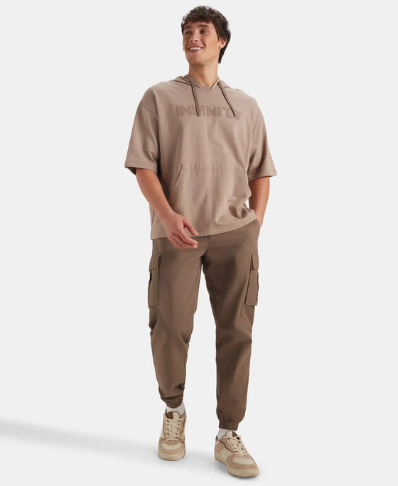 Super Combed Cotton French Terry Oversized Hoodie T-Shirt - Taupe Grey