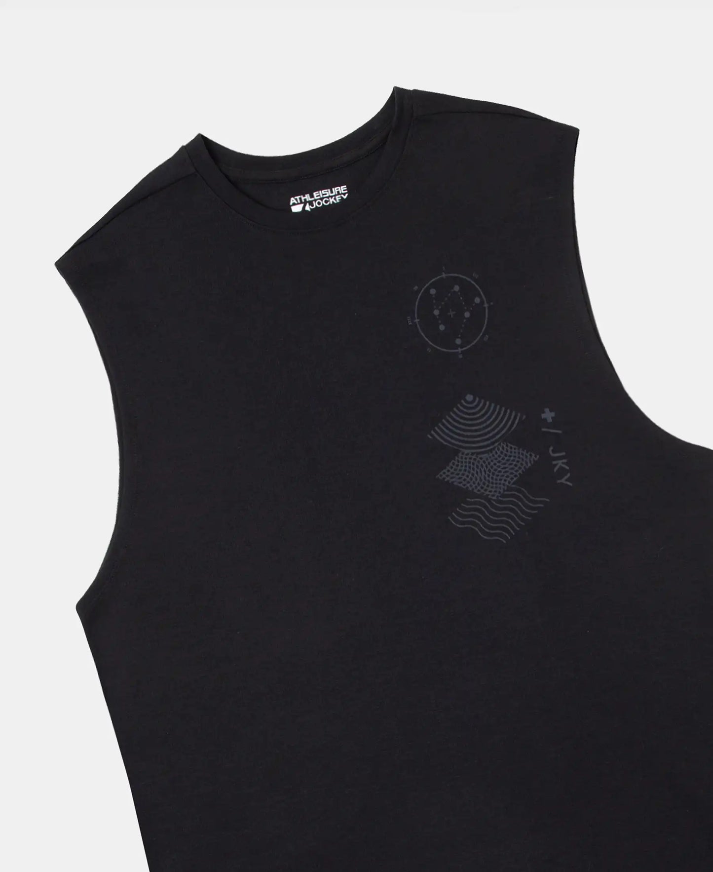 Super Combed Cotton Rich Graphic Print Oversized Tank Top - Deep Black