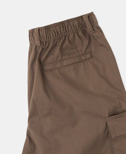 Super Combed Cotton Woven Straight Fit Cargo Shorts with Seven Pockets - Dark Khaki