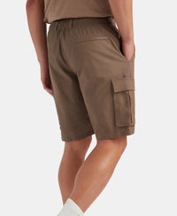 Super Combed Cotton Woven Straight Fit Cargo Shorts with Seven Pockets - Dark Khaki