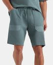Super Combed Cotton Textured Knit Shorts with Side Pockets - Blue