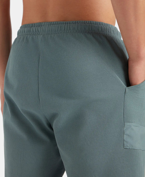 Super Combed Cotton Textured Knit Shorts with Side Pockets - Blue