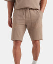 Super Combed Cotton Textured Knit Shorts with Side Pockets - Taupe Grey