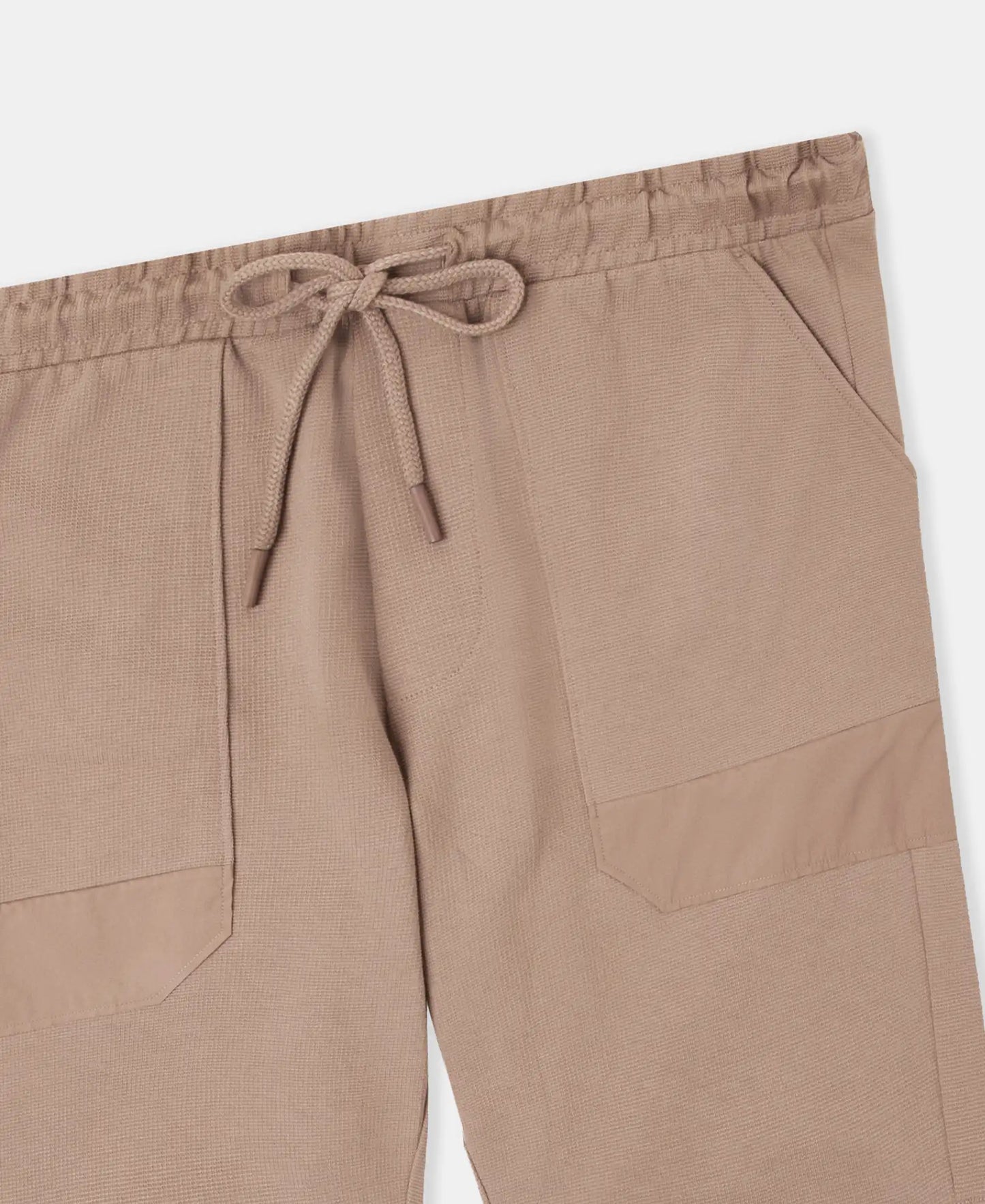 Super Combed Cotton Textured Knit Shorts with Side Pockets - Taupe Grey