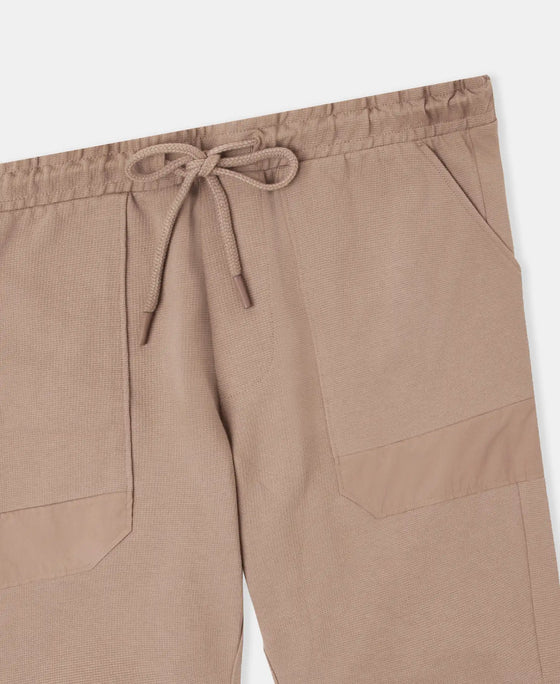 Super Combed Cotton Textured Knit Shorts with Side Pockets - Taupe Grey