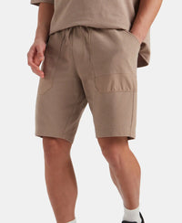 Super Combed Cotton Textured Knit Shorts with Side Pockets - Taupe Grey