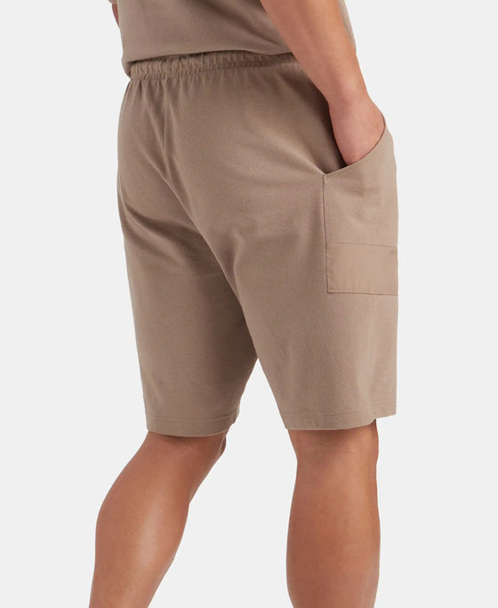 Super Combed Cotton Textured Knit Shorts with Side Pockets - Taupe Grey