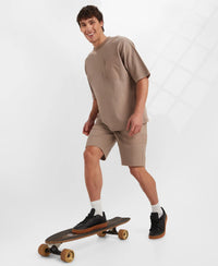 Super Combed Cotton Textured Knit Shorts with Side Pockets - Taupe Grey