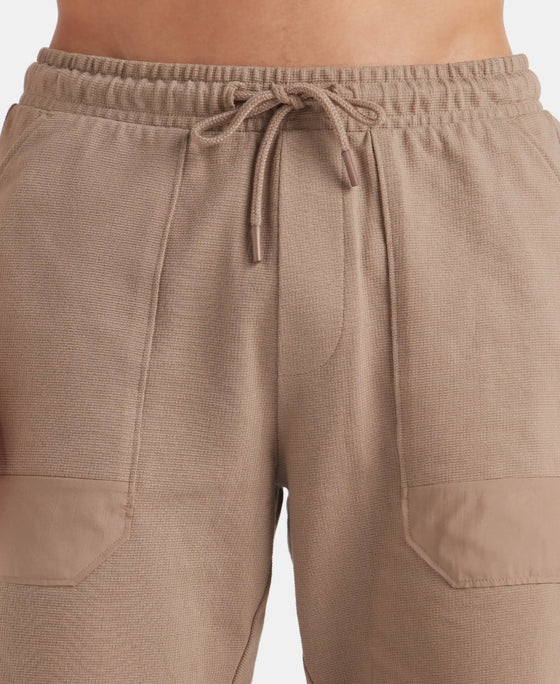 Super Combed Cotton Textured Knit Shorts with Side Pockets - Taupe Grey