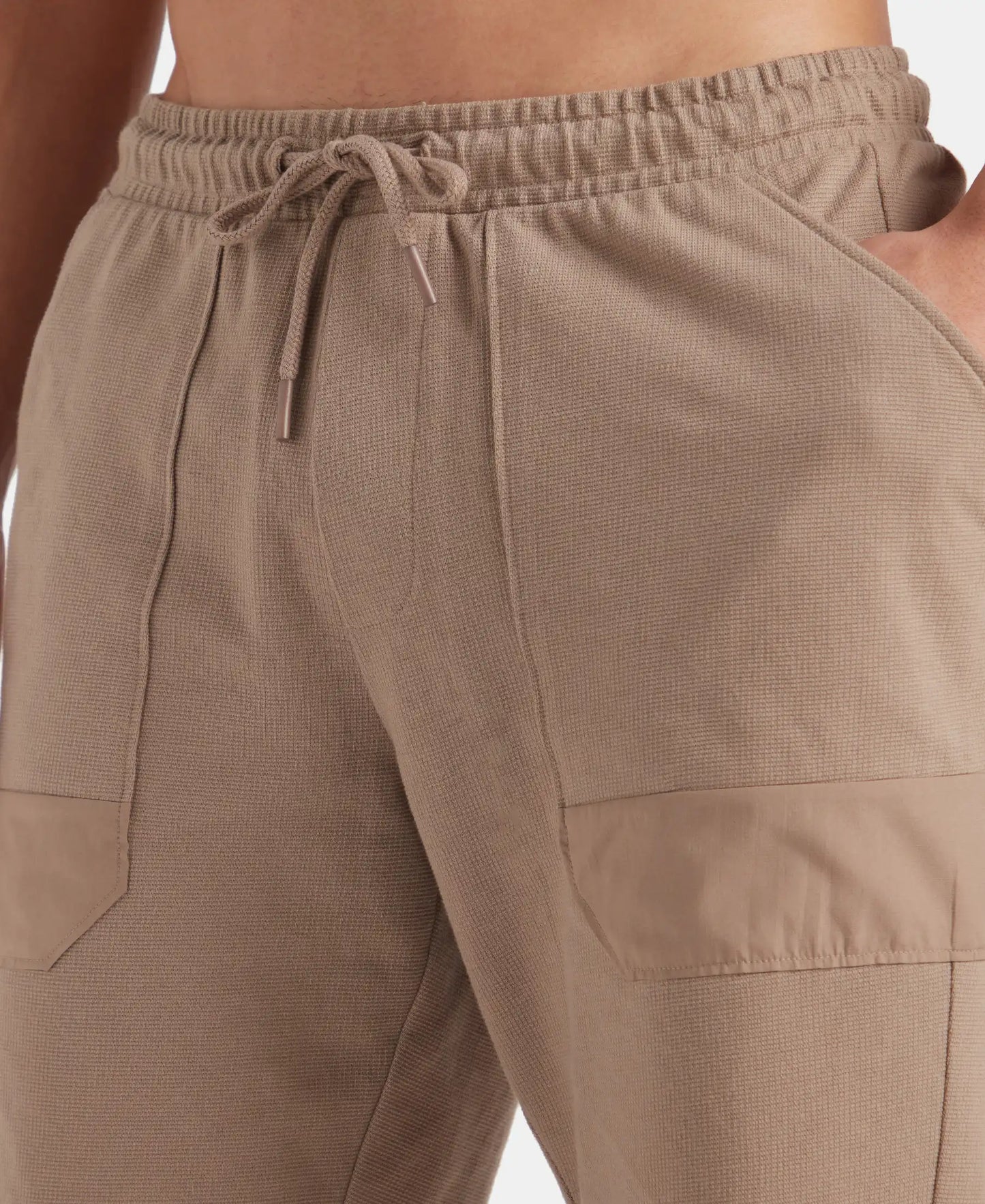 Super Combed Cotton Textured Knit Shorts with Side Pockets - Taupe Grey