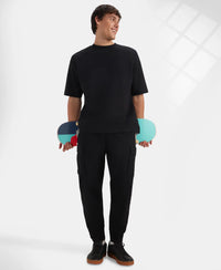 Super Combed Cotton Woven Regular Fit Cargo Jogger with Seven Pockets - Black