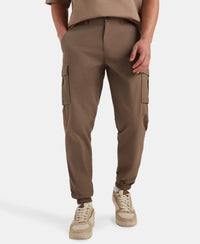 Super Combed Cotton Woven Regular Fit Cargo Jogger with Seven Pockets - Dark Khaki