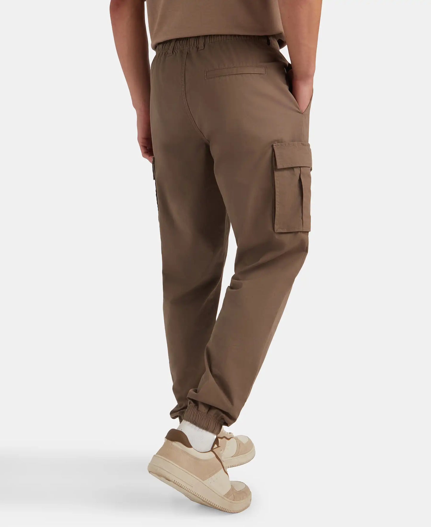 Super Combed Cotton Woven Regular Fit Cargo Jogger with Seven Pockets - Dark Khaki