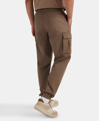 Super Combed Cotton Woven Regular Fit Cargo Jogger with Seven Pockets - Dark Khaki