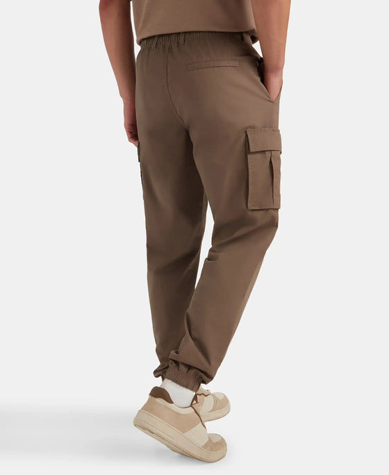 Super Combed Cotton Woven Regular Fit Cargo Jogger with Seven Pockets - Dark Khaki