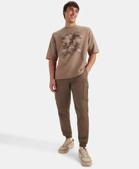 Super Combed Cotton Woven Regular Fit Cargo Jogger with Seven Pockets - Dark Khaki