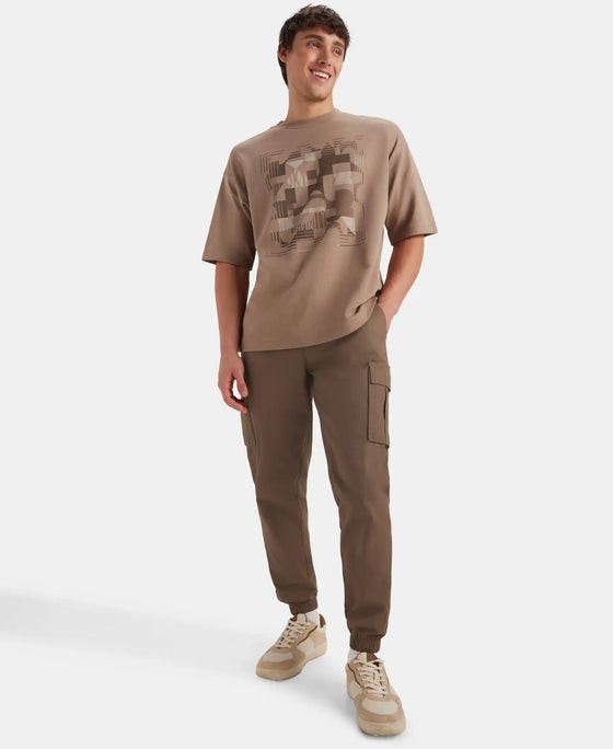 Super Combed Cotton Woven Regular Fit Cargo Jogger with Seven Pockets - Dark Khaki