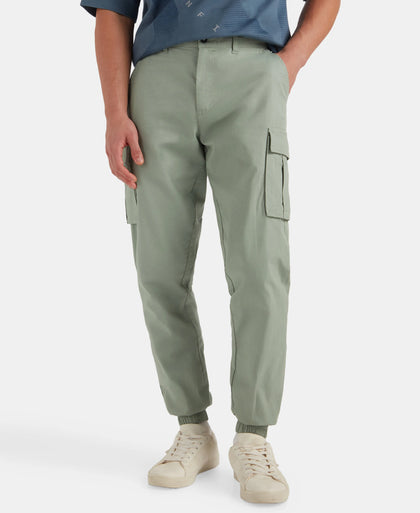 Super Combed Cotton Woven Regular Fit Cargo Jogger with Seven Pockets - Iceberg Green