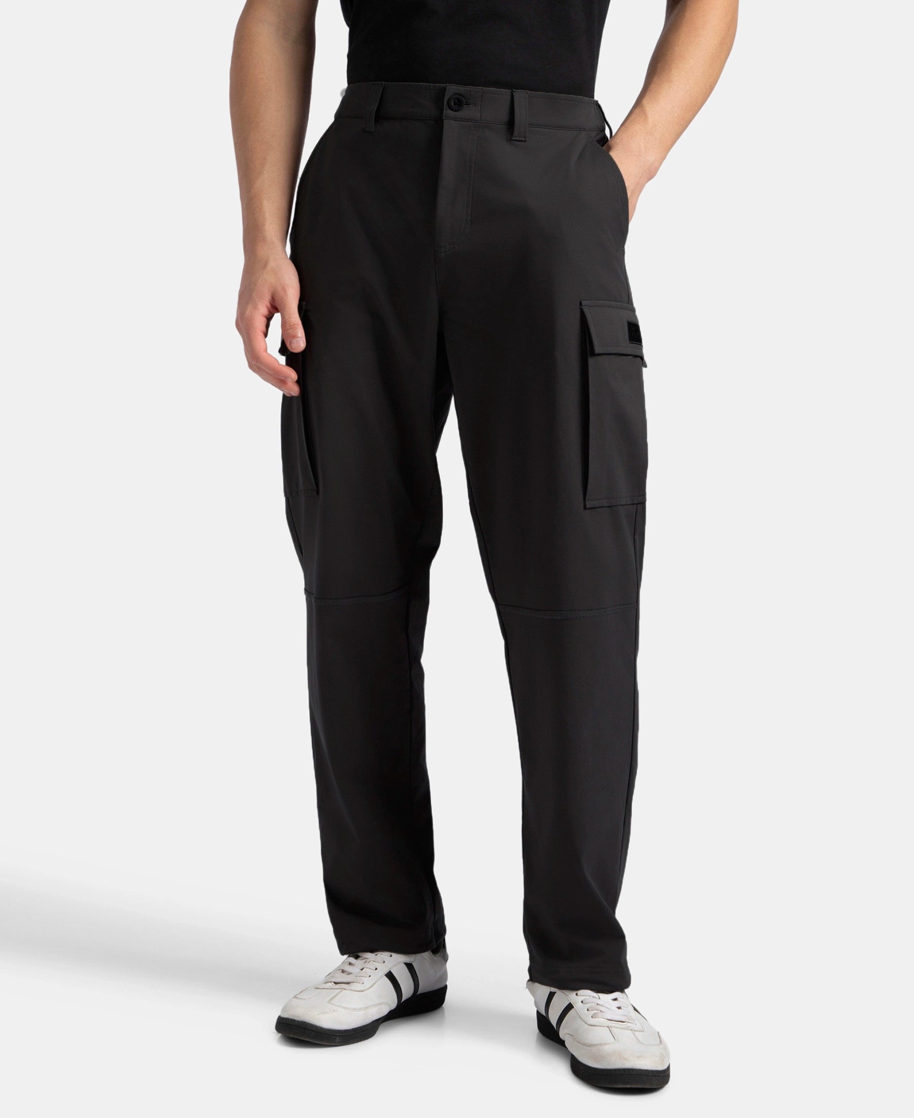 Buy Microfiber Fabric Utility Pants with Cargo Pockets - Black