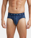 Super Combed Cotton Elastane Stretch Printed Brief with Ultrasoft Waistband - Navy-1