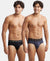 Super Combed Cotton Elastane Stretch Solid Brief with Ultrasoft Waistband - Black & Graphite (Pack of 2)