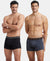 Super Combed Cotton Elastane Stretch Solid Trunk with Ultrasoft Waistband - Black & Graphite (Pack of 2)