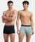 Super Combed Cotton Elastane Stretch Solid Trunk with Ultrasoft Waistband - Black & Iceberg Green (Pack of 2)