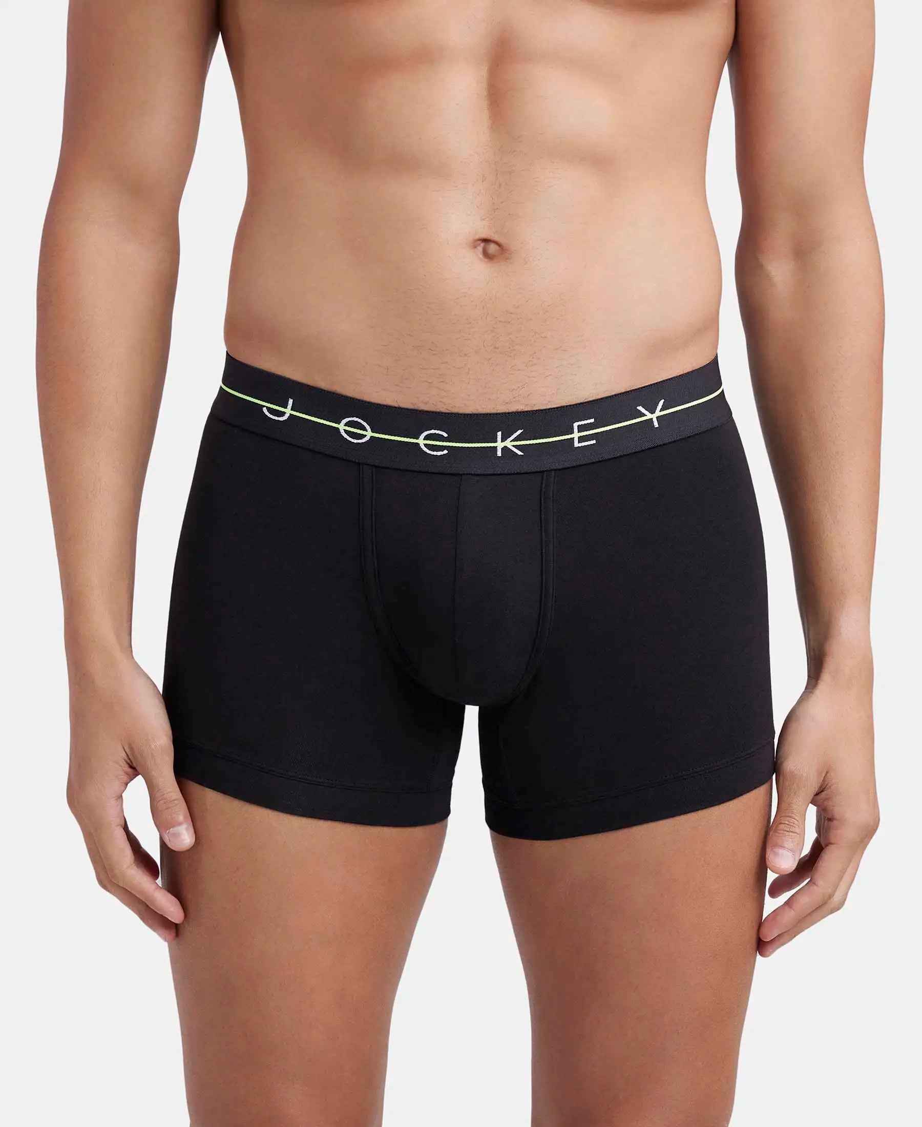 Buy Super Combed Cotton Elastane Solid Trunk with Ultrasoft Waistband Black NY16 Jockey India