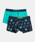 Super Combed Cotton Elastane Stretch Printed Trunk with Ultrasoft Waistband - Navy & Billiard Green (Pack of 2)