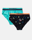Super Combed Cotton Elastane Stretch Printed Brief with Ultrasoft Waistband - Billiard Green & Black (Pack of 2)