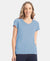 Micro Modal Cotton Relaxed Fit Solid V Neck Half Sleeve T-Shirt - Soft Chambray