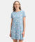 Micro Modal Cotton Ruffled Hem Styled Half Sleeve Printed Sleep Dress - Forget Me Not