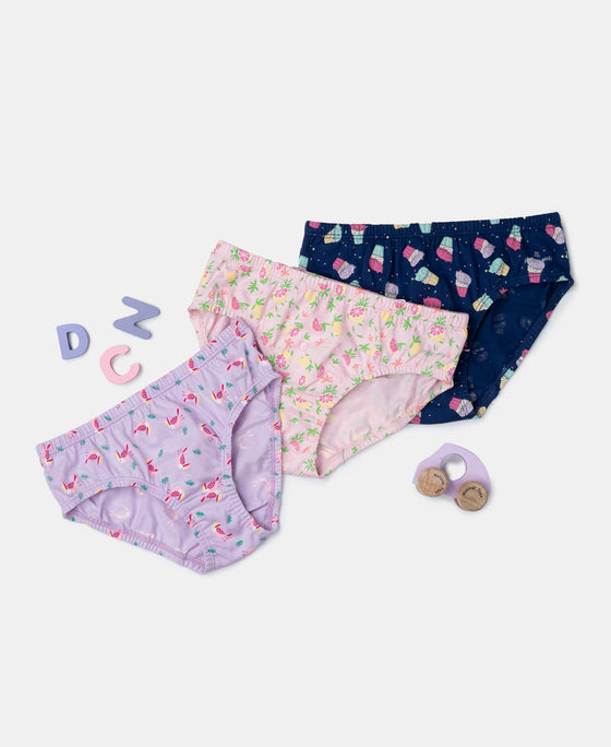 Super Combed Cotton Printed Panty with Ultrasoft Waistband - Fairy Tale, Blue Depths & Lavendula (Pack of 3)