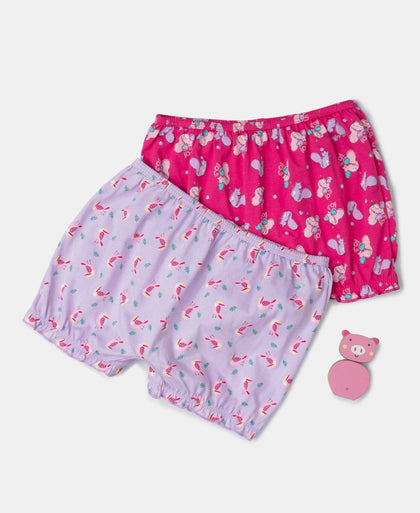 Super Combed Cotton Printed Bloomers with Ultrasoft Waistband - Beetroot Pink & Lavendula (Pack of 2)