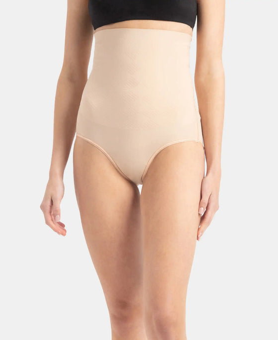 High Waist Microfiber Elastane Stretch Bonded Seamfree Bikini Shapewear - Skin