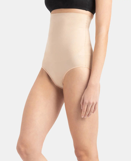 High Waist Microfiber Elastane Stretch Bonded Seamfree Bikini Shapewear - Skin