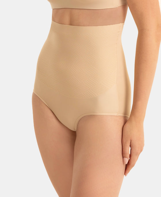 High Waist Microfiber Elastane Stretch Bonded Seamfree Bikini Shapewear - Skin