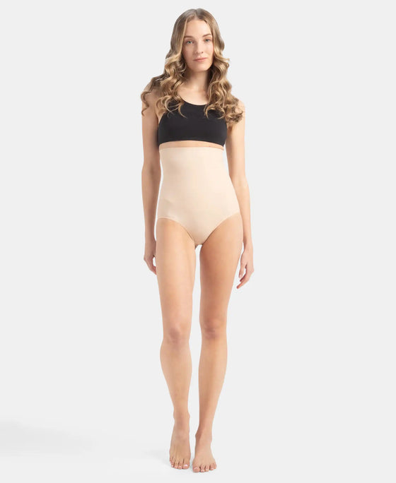 High Waist Microfiber Elastane Stretch Bonded Seamfree Bikini Shapewear - Skin