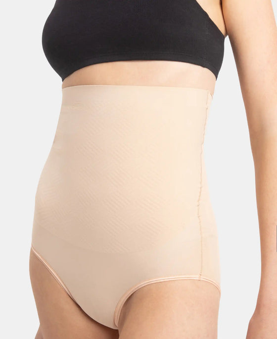 High Waist Microfiber Elastane Stretch Bonded Seamfree Bikini Shapewear - Skin