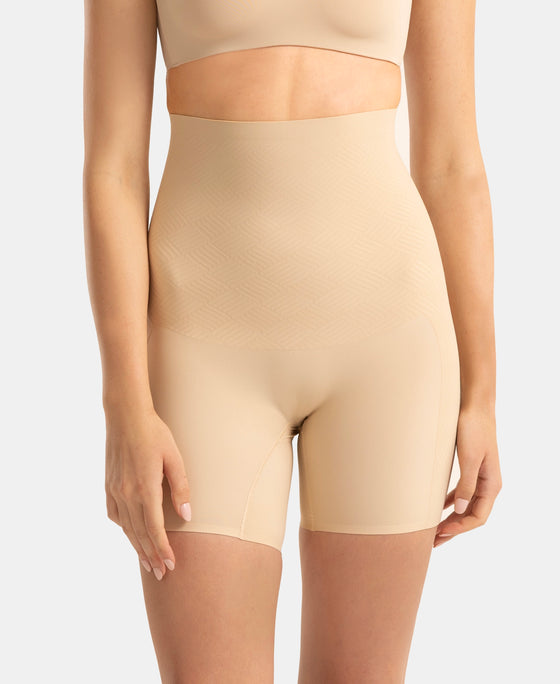High Waist Microfiber Nylon Elastane Stretch Shorts Shapewear with Natural StayFresh Treatment - Skin