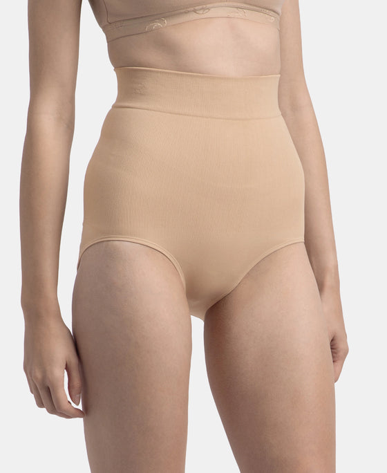 High Waist Microfiber Elastane Stretch Seamfree Bikini Shapewear - Skin