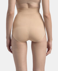 High Waist Microfiber Elastane Stretch Seamfree Bikini Shapewear - Skin