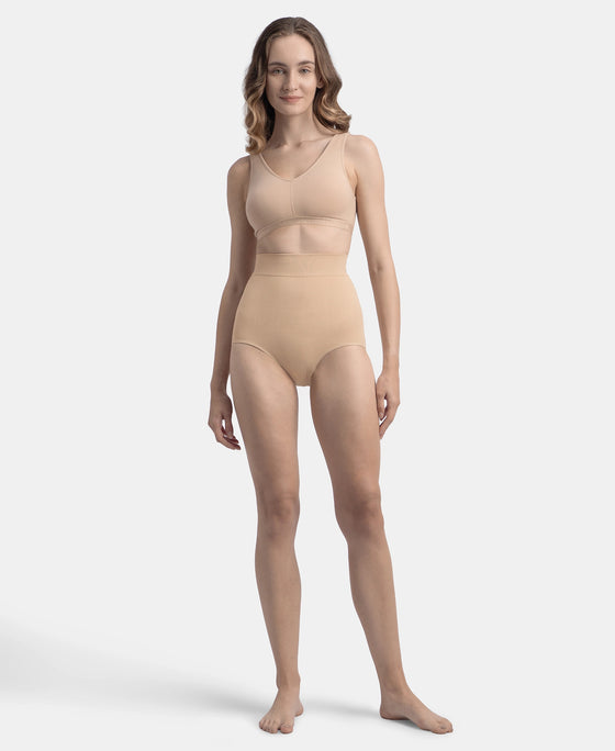 High Waist Microfiber Elastane Stretch Seamfree Bikini Shapewear - Skin