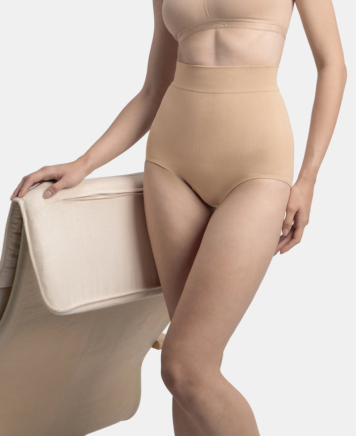 High Waist Microfiber Elastane Stretch Seamfree Bikini Shapewear - Skin