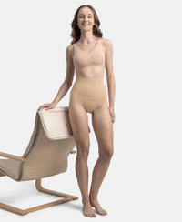 High Waist Microfiber Elastane Stretch Seamfree Bikini Shapewear - Skin