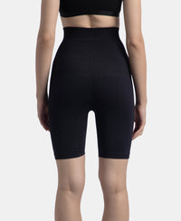 High Waist Microfiber Elastane Stretch Seamfree Shorts Shapewear - Black