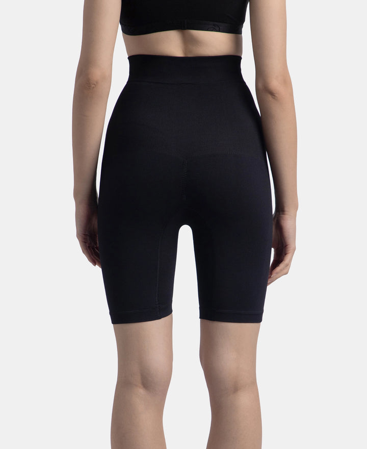 High Waist Microfiber Elastane Stretch Seamfree Shorts Shapewear - Black